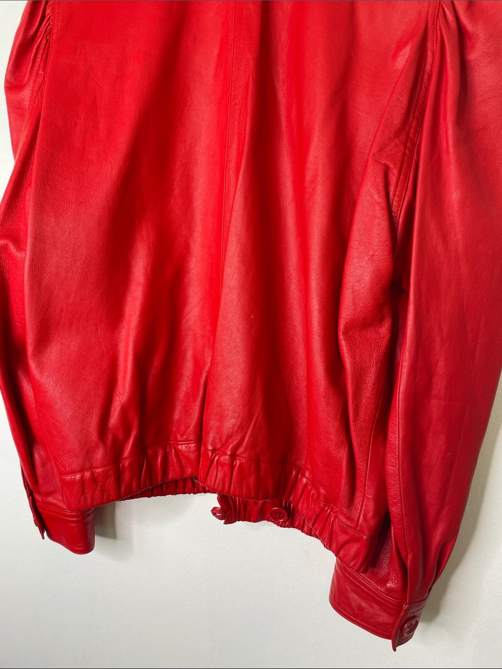 Red Leather Puff-Sleeve Jacket 1980s Vintage - Picture 10 of 10